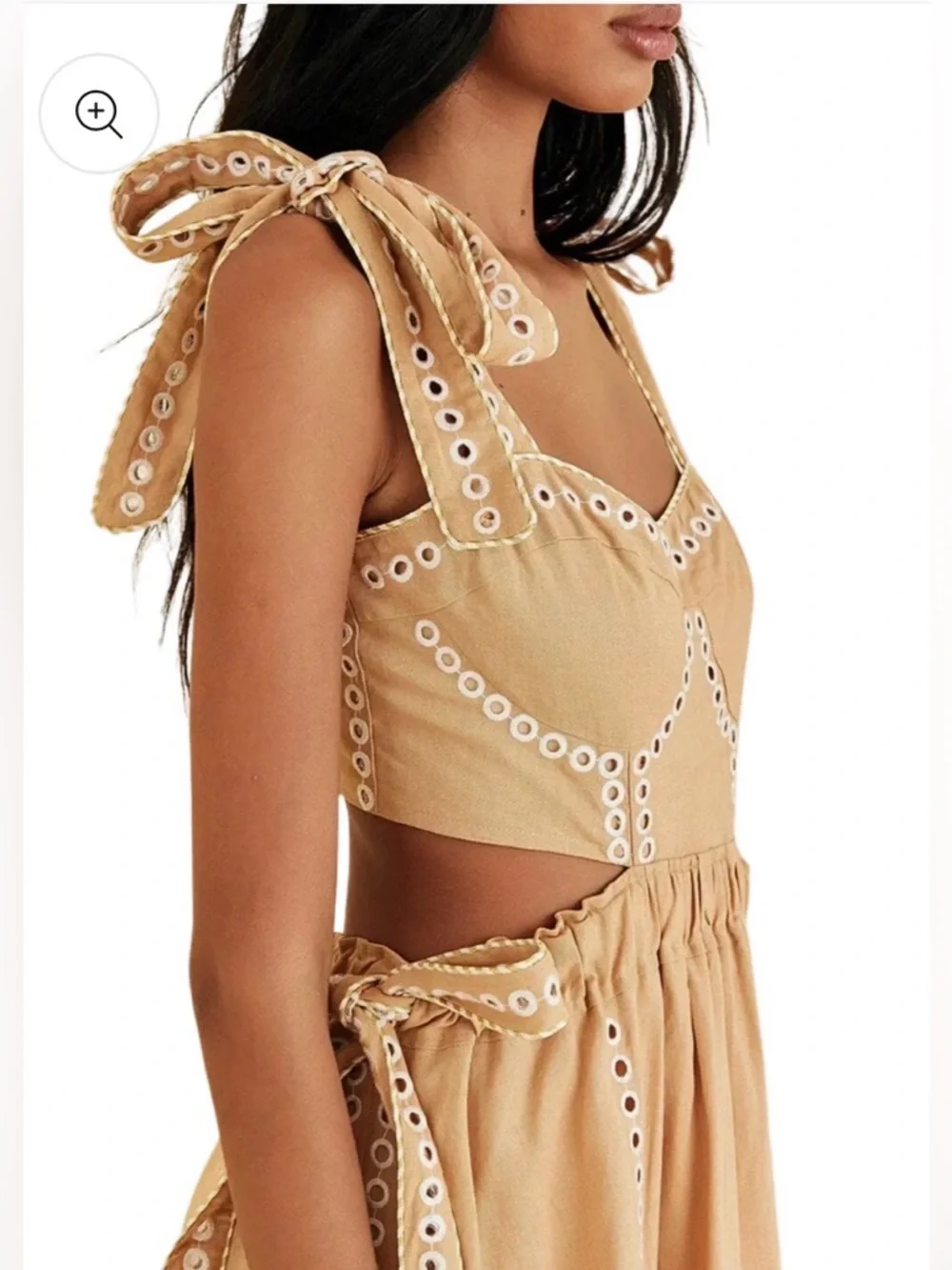NWT FARM RIO Sand Richelieu Sleeveless Midi Dress, Size M - Picture 2 of 6